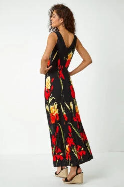 Black Floral Stretch Jersey Maxi Dress -Outlet Modi Qube Store 7acf48d6 a813 46a6 959e d182bf5d0f43