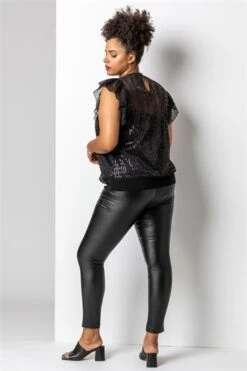 Silver Curve Pleat Front Sparkle Tunic Top