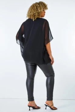 Black Curve Chiffon Overlay Top -Outlet Modi Qube Store 7c26916f 1a7a 4fbd 97c2 54a94b86f441