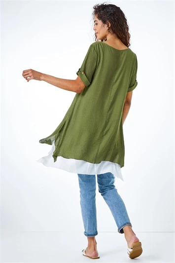 Lime Floral Print Asymmetric Tunic Top 5 Lime Floral Print Asymmetric Tunic Top - Image 3