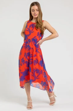 Red Petite Floral Print Chiffon Dress -Outlet Modi Qube Store 7c840b05 0b6d 4d28 a249 8b79d2f08dec