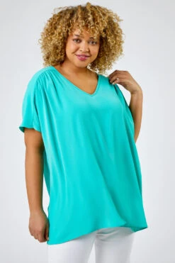 Mint Curve Plain Yoke Detail Swing Top