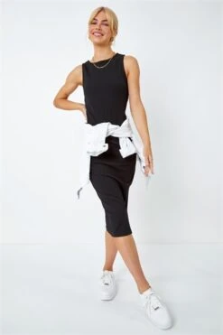 Black Shirred Frill Hem Stretch Dress -Outlet Modi Qube Store 7ed8a43b 9860 4a26 8016 72abbfeee331