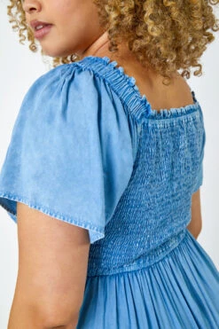 Denim Curve Shirred Stretch Dress 11 Denim Curve Shirred Stretch Dress -Outlet Modi Qube Store 7ef49af9 02c1 4ec6 ae3b a18b104a22a3