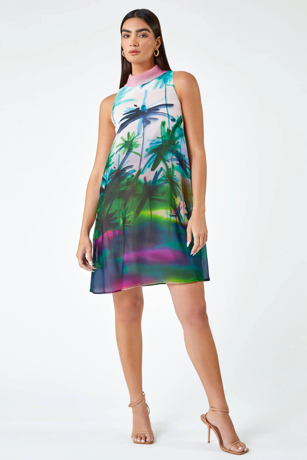 Green LIMITED Tropical High Neck Shift Dress 3 Green LIMITED Tropical High Neck Shift Dress