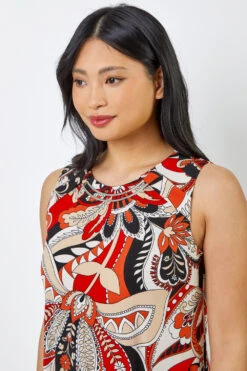 Rust Petite Paisley Print Necklace Detail Top -Outlet Modi Qube Store 81b904fe 7822 4bdb 8ba6 b25a0dca43fd