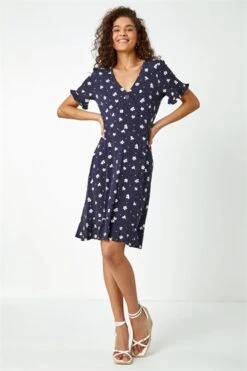 Blue Curve Floral Print Tiered Midi Dress 10 Blue Curve Floral Print Tiered Midi Dress -Outlet Modi Qube Store 82e1c442 0f0a 4905 a47f d3938d8a0702