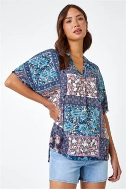 Orange Paisley Print Button Detail Top -Outlet Modi Qube Store 8328cb30 4d91 419b 9dce b0b9e7e3f5cc