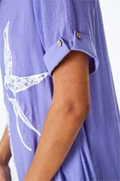 Dark Orange Dandelion Floral Hanky Hem Tunic Top