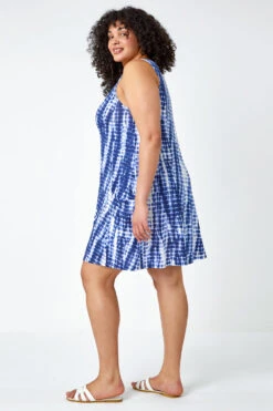 Navy Curve Tie Dye Stretch Swing Dress -Outlet Modi Qube Store 83d18c0d b154 4b68 89de 4e6f77749a6a