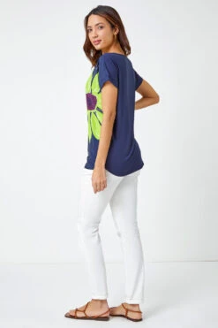 Lime Contrast Floral Print T Shirt -Outlet Modi Qube Store 84686017 0a86 4cd8 a481 b175c2d7688b