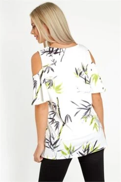 Fuchsia Tropical Cold Shoulder Bardot Top -Outlet Modi Qube Store 84a278cb 6b49 41b3 a3b6 517dc64f0a3f