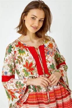 Stone Button Detail Aztec Print Top -Outlet Modi Qube Store 86a1f5ab 54ff 4a98 a247 acf83154be2b