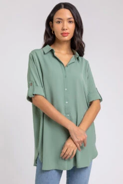 Khaki Plain Button Through Collared Shirt -Outlet Modi Qube Store 86ce4b52 7991 412a a730 359ba012faf4