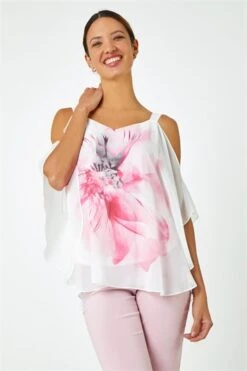 Yellow Floral Ruffle Detail Cold Shoulder Top -Outlet Modi Qube Store 88e7d1f6 634f 49d2 b437 da9765be8169