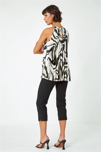 Blue Swirl Print Halter Neck Top 3 Blue Swirl Print Halter Neck Top