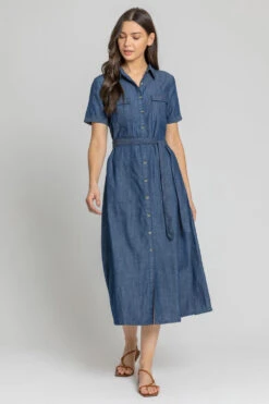 Blue Denim Pocket Detail Shirt Dress -Outlet Modi Qube Store 8cde4930 df58 4636 8b1f 4a964b6f934f