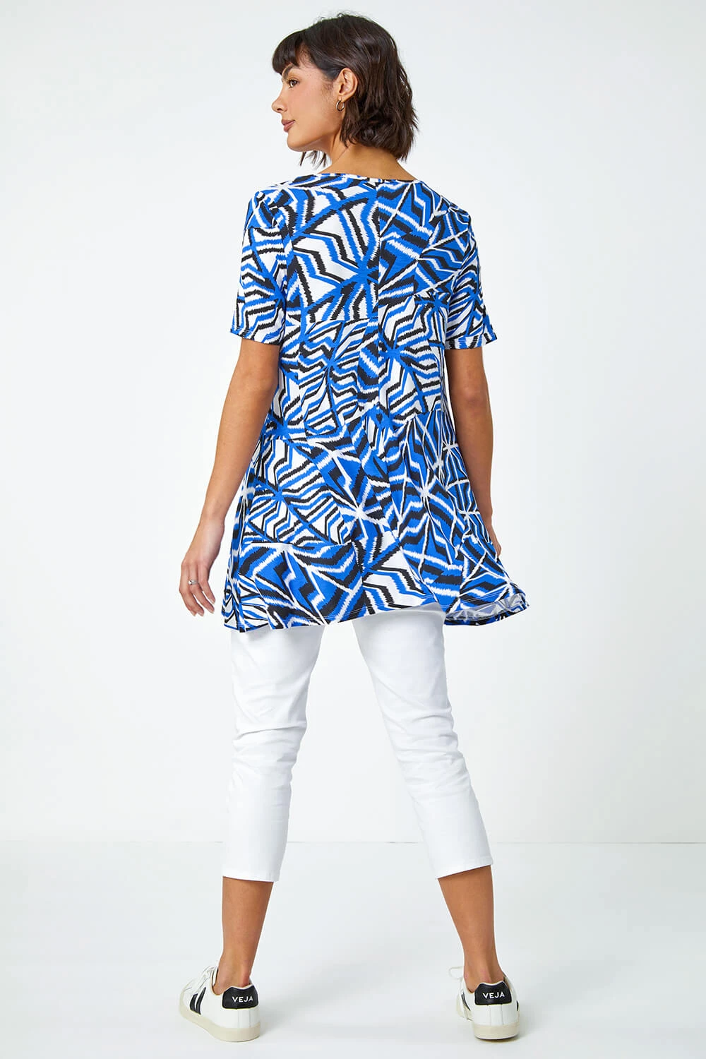 Blue Abstract Print Jersey Tunic Top 5 Blue Abstract Print Jersey Tunic Top - Image 3