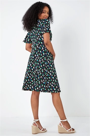 Black Petite Spot Ruched Stretch Midi Dress 4 Black Petite Spot Ruched Stretch Midi Dress - Image 2