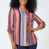 Coral Petite Pleat Front Stripe Top -Outlet Modi Qube Store 8f7b74cf 8eb4 4d09 9aff 503e9a0fae95