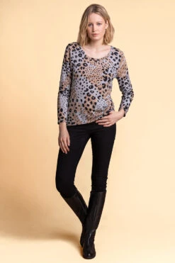 Light Grey Animal Print Bow Back Top -Outlet Modi Qube Store 8ffb60f2 76e7 4203 829f 813dfe4560b5