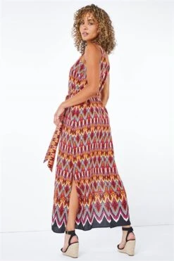 Pink Petite Tribal Print Halterneck Shift Dress -Outlet Modi Qube Store 90472046 513a 4a3a a392 394f37ea2f98