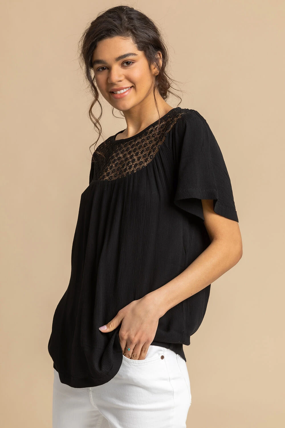 Black Lace Panel Tunic Top 3 Black Lace Panel Tunic Top