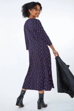 Purple Petite Spot Print Keyhole Midi Dress -Outlet Modi Qube Store 928c0a74 0bd8 405c 941a c6328997ce3d