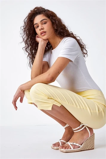 Yellow Floral Hanky Hem Stretch Tunic Top 5 Yellow Floral Hanky Hem Stretch Tunic Top - Image 3