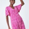 Pink Paisley Print Tie Detail Dress