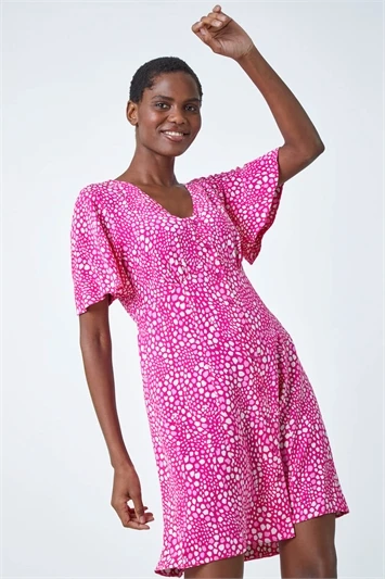 Pink Paisley Print Tie Detail Dress 3 Pink Paisley Print Tie Detail Dress