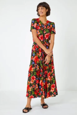 Red Floral Print Tiered Midi Dress 10 Red Floral Print Tiered Midi Dress -Outlet Modi Qube Store 94b37955 1e82 4254 af4e 86ec84b4ec80