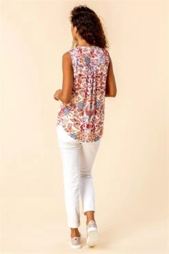 Pink Sleeveless Floral Print Blouse -Outlet Modi Qube Store 9544bd3e acc0 4afe 8ec2 42143738c63b
