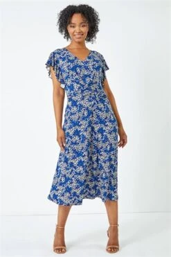 Navy Petite Floral Print Stretch Dress -Outlet Modi Qube Store 9587741c 4c2e 4b4a a930 7886d075953b