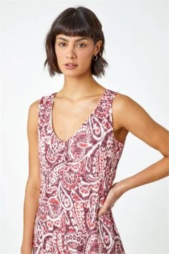 Light Pink Sleeveless Floral Midi Stretch Dress -Outlet Modi Qube Store 95b4c32c 0422 4039 92d8 c3593615feca