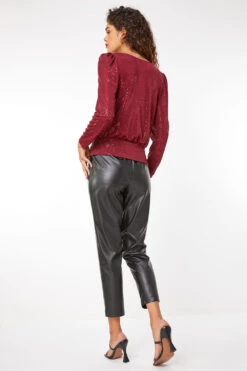 Wine Ruched Sequin Sweetheart Top -Outlet Modi Qube Store 95eb1a6b 9798 4c59 9e7f 495b01ecaa47