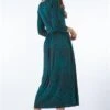 Green Ditsy Gathered Skirt Stretch Midi Dress -Outlet Modi Qube Store 95f536b9 9451 424a 856d 2dbb0d351146