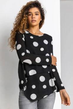 Black Spot Print Layered Asymmetric Tunic Top -Outlet Modi Qube Store 979c810f 34e4 4526 9cb7 eb878bce22e0