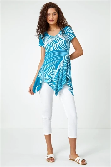 Blue Cotton Oversized Floral Tunic Top 6 Blue Cotton Oversized Floral Tunic Top - Image 4