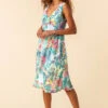 Green Burnout Tropical Print Stretch Dress -Outlet Modi Qube Store 9920ed75 251d 4448 a630 d90248b030f7