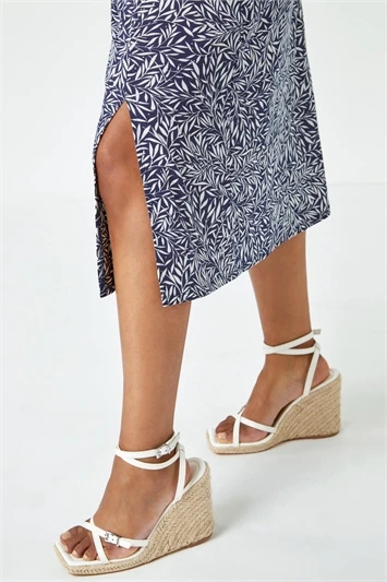 Blue Petite Floral Shirred Bardot Maxi Dress 7 Blue Petite Floral Shirred Bardot Maxi Dress - Image 5