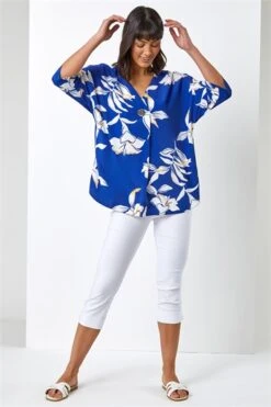 Navy Palm Print Longline Shirt 9 Navy Palm Print Longline Shirt -Outlet Modi Qube Store 9a3eb32b 5f15 420a b945 68cb43f487d6