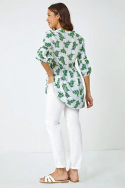 Green Floral Print Smock Tunic Top -Outlet Modi Qube Store 9a76332d 862e 4713 86b0 2f1d6ce444b8