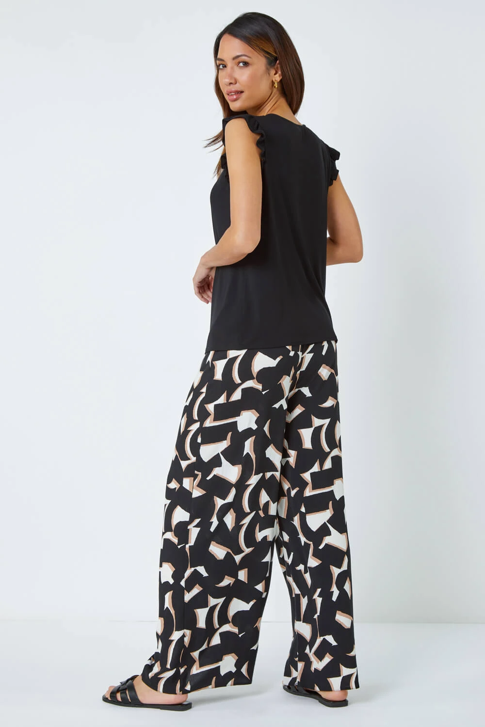 Black Ring Detail Frill Stretch Top 5 Black Ring Detail Frill Stretch Top - Image 3