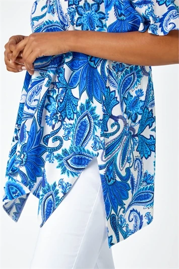 Blue Tie Dye Jersey Cold Shoulder Top 3 Blue Tie Dye Jersey Cold Shoulder Top