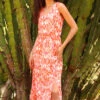 Orange Aztec Print Tie Back Maxi Dress -Outlet Modi Qube Store 9c9ea821 b6ed 4e5c a034 fb0425c2cd3f