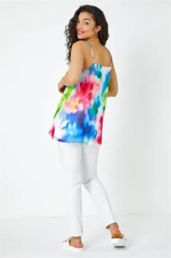 Ivory Abstract Print Hanky Hem Cami Top