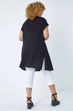 Black Curve Aztec Lace Trim Stretch Top -Outlet Modi Qube Store 9d99f449 e972 4fb9 8b3e 0f457a817b58