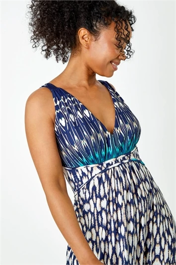 Rust Sleeveless Aztec Maxi Stretch Dress 3 Rust Sleeveless Aztec Maxi Stretch Dress