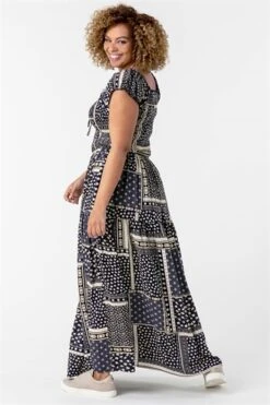 Blue Curve Leaf Bardot Stretch Midi Dress 9 Blue Curve Leaf Bardot Stretch Midi Dress -Outlet Modi Qube Store a15bca58 f9de 4be0 a3e8 be6a9ee41459
